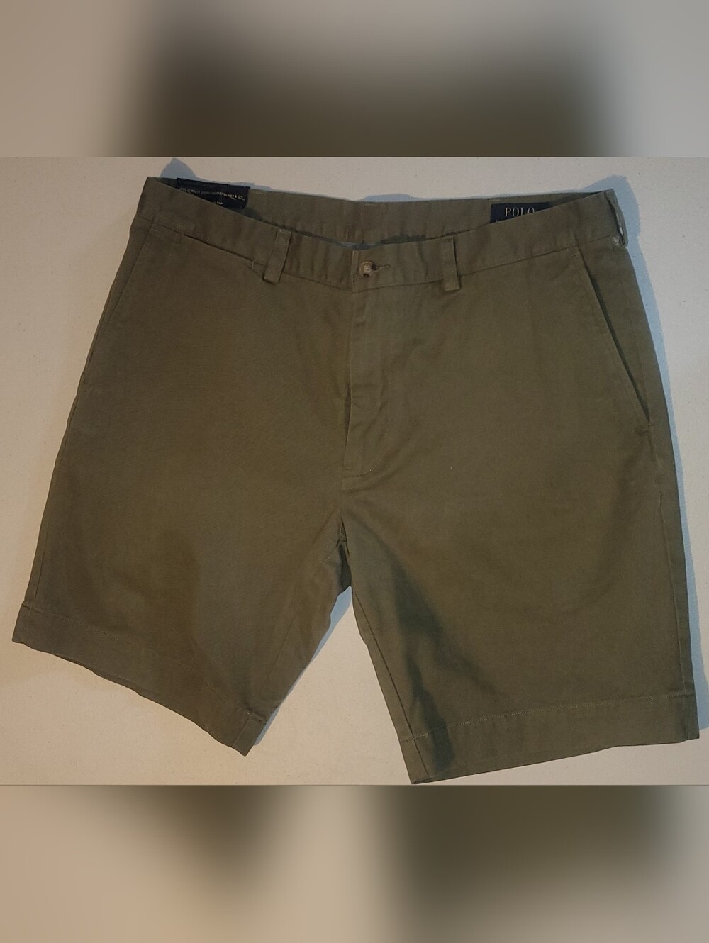 Polo by Ralph Lauren Classic Fit Olive Flat-Front Chino Shorts, 36